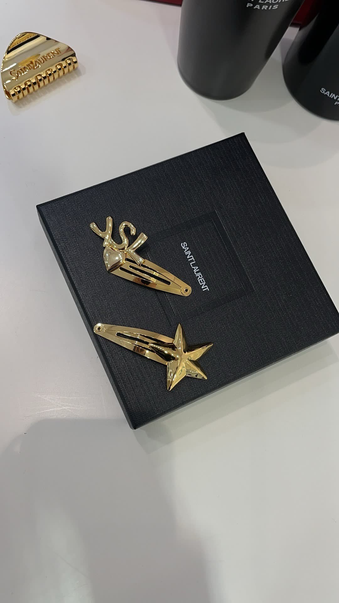 YSL Saint Laurent Gold Hair Clips Set